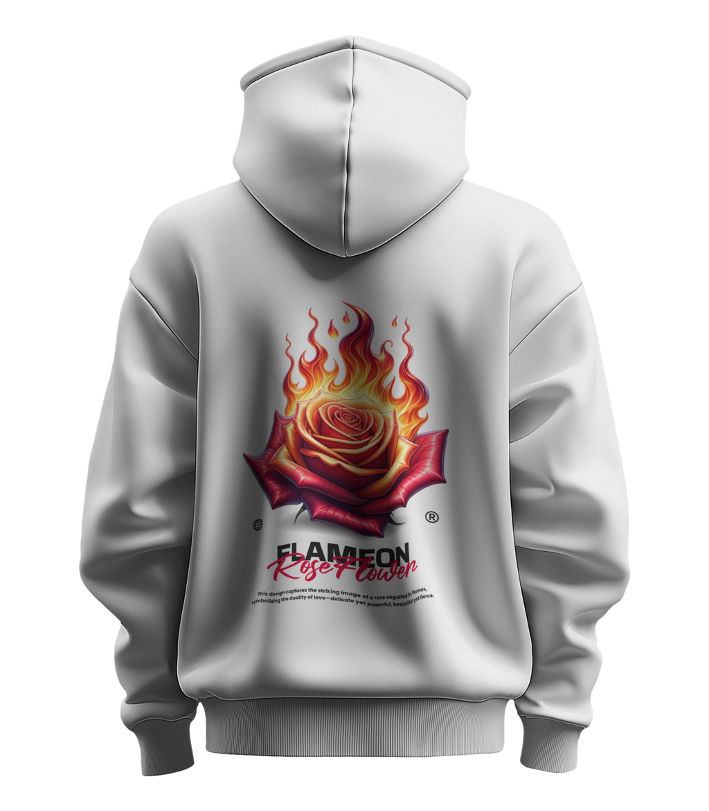FLAMEON ROSE FLOWER OVERSIZED HOODIE