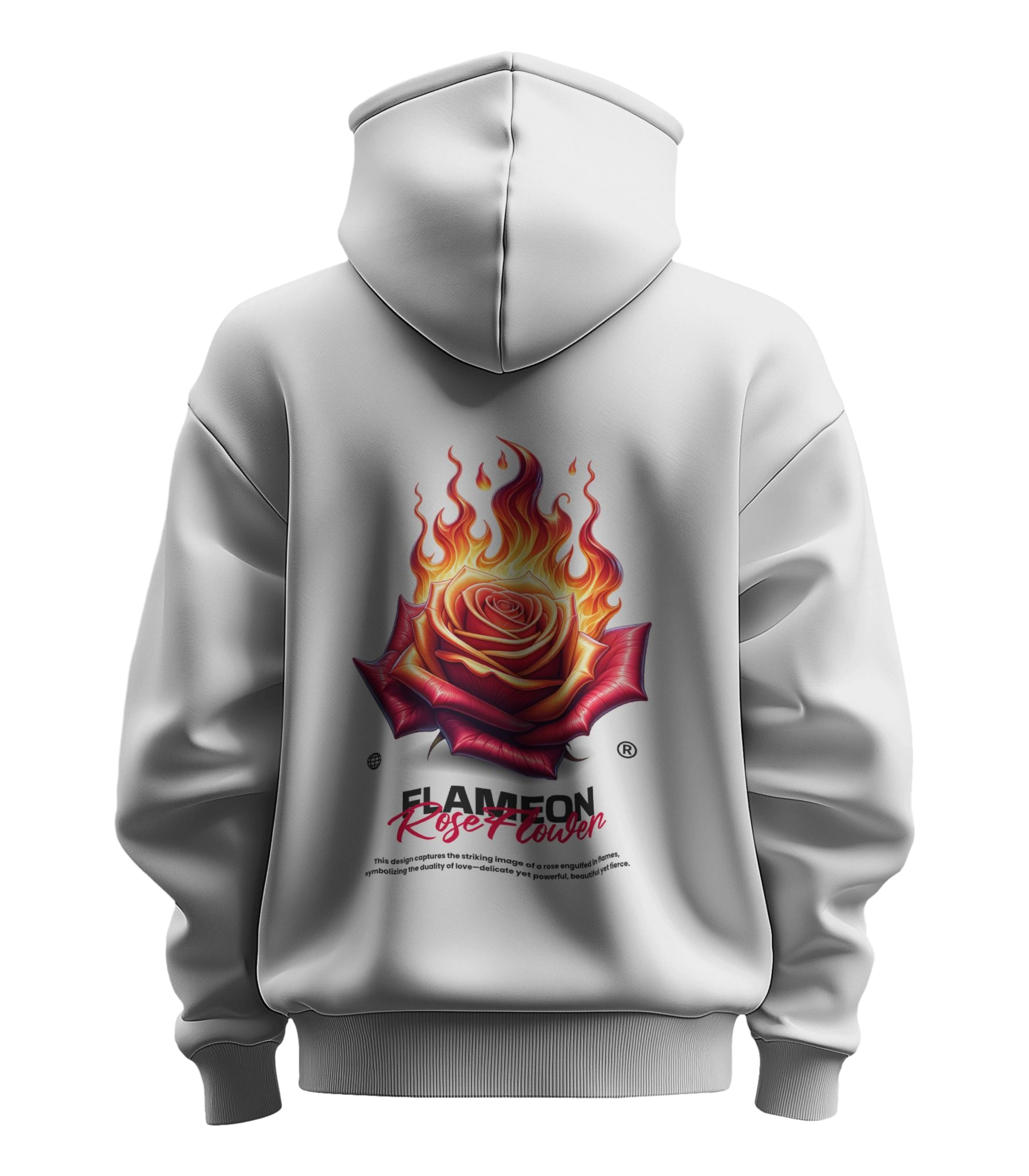 FLAMEON ROSE FLOWER OVERSIZED HOODIE